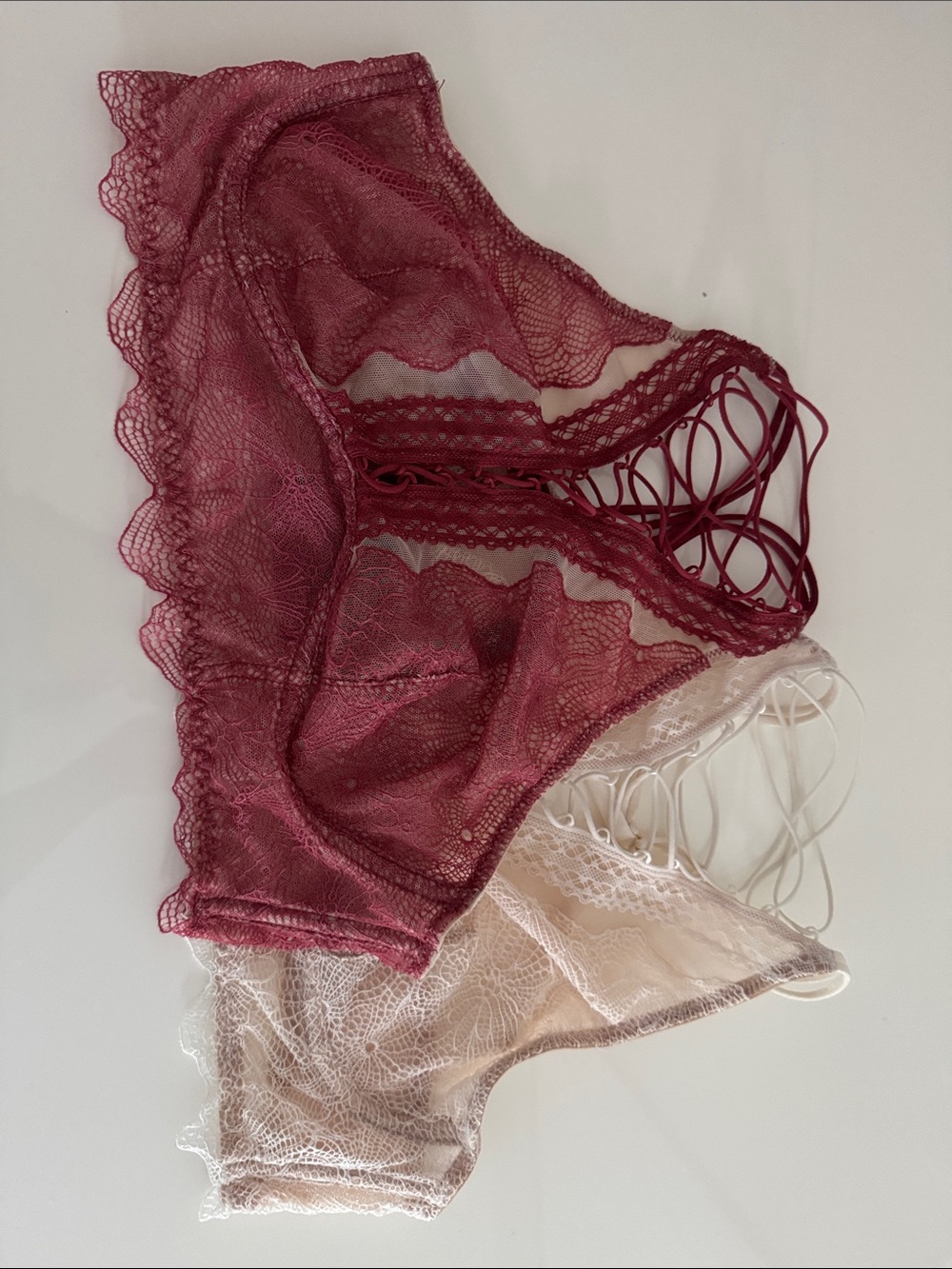 Lace Bralette Bundle - Burgundy and White